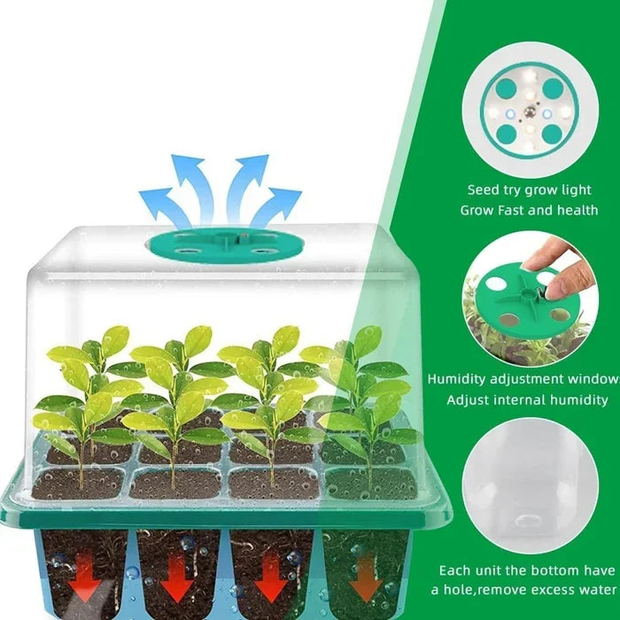 Household New Nursery Pot With Lamp - Plant Seed Starter Tray with Grow Light