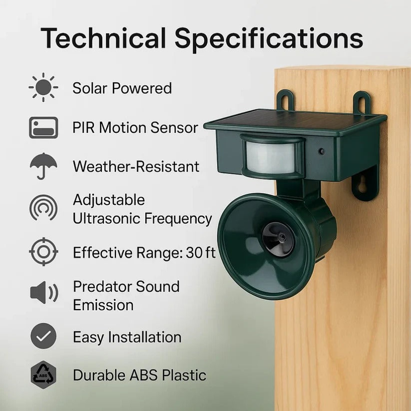 Motion Sensor Bird Deterrent for Crows: Ideal Pigeon Repeller with Sound Scarer